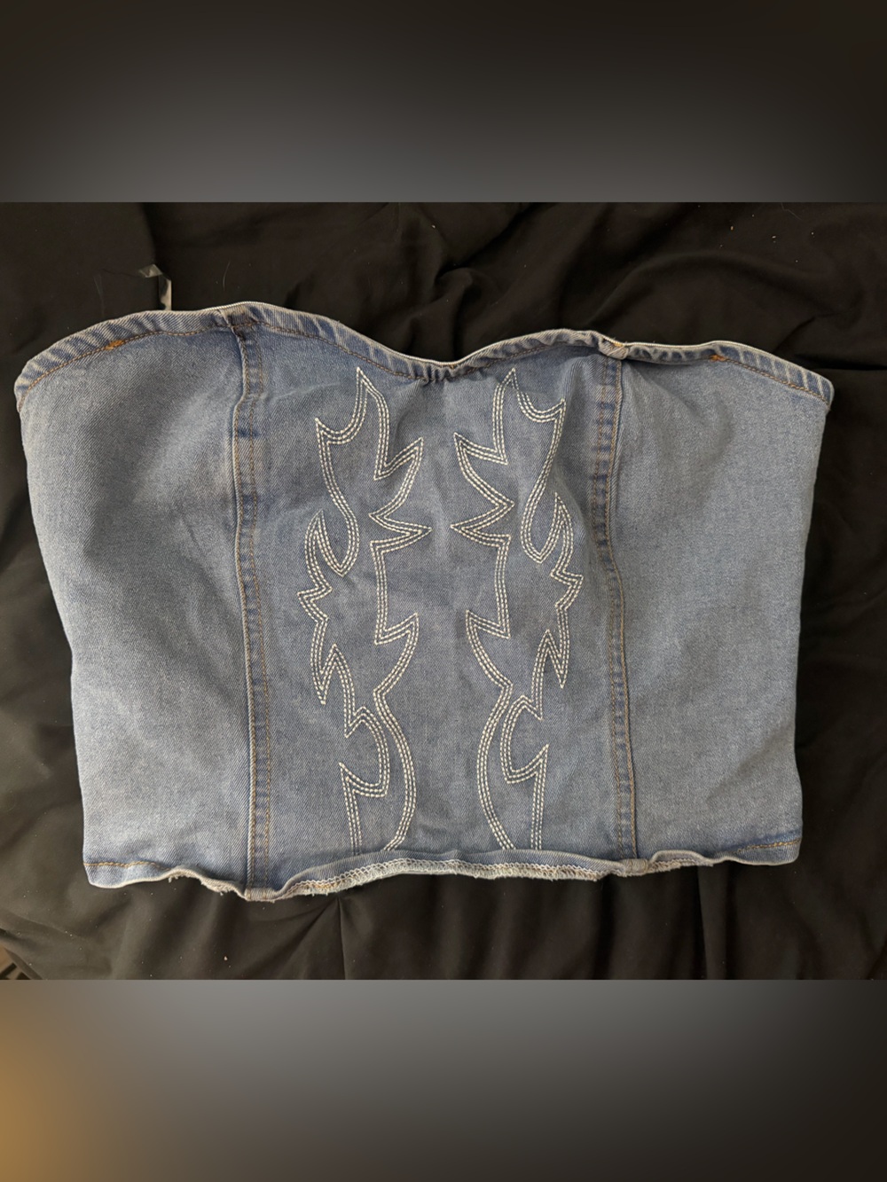 Denim Corset Tube Top | Western Y2K Strapless Top | Light Wash Denim